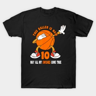 10 Year Old Happy 10th Birthday Basketball 10th Birthday T-Shirt
